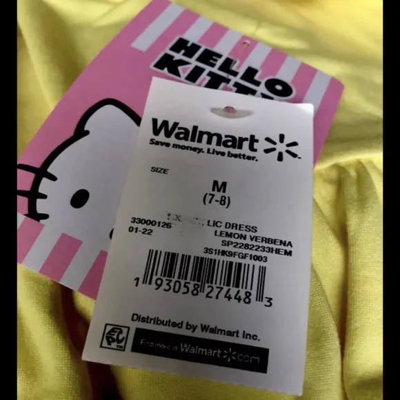 Hello Kitty Girls Lemon Yellow Soft Dress Size Medium (7-8) NWT - Picture 6 of 9